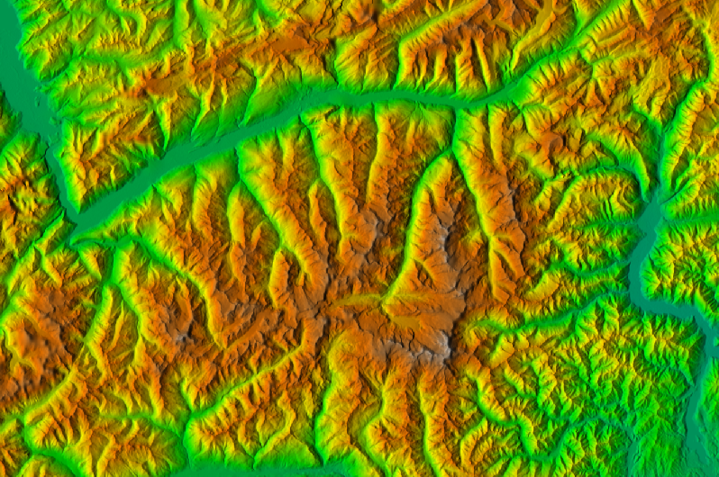 GRASS GIS and Piemonte shaded elevation